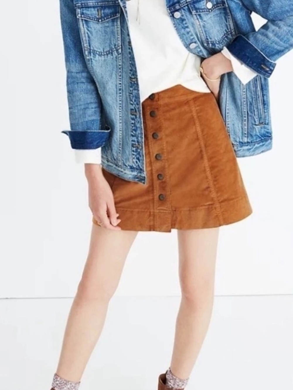 ☀️3/$25 Madewell Velveteen Metropolis Snap Skirt Size 4 Orange